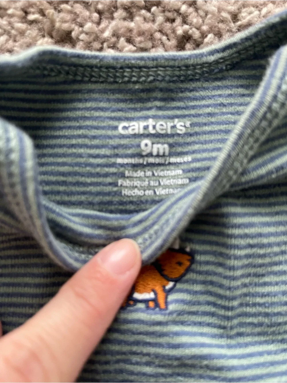 Carter's Blue Stripe One-Piece with Sage Dinosaur Pants Set